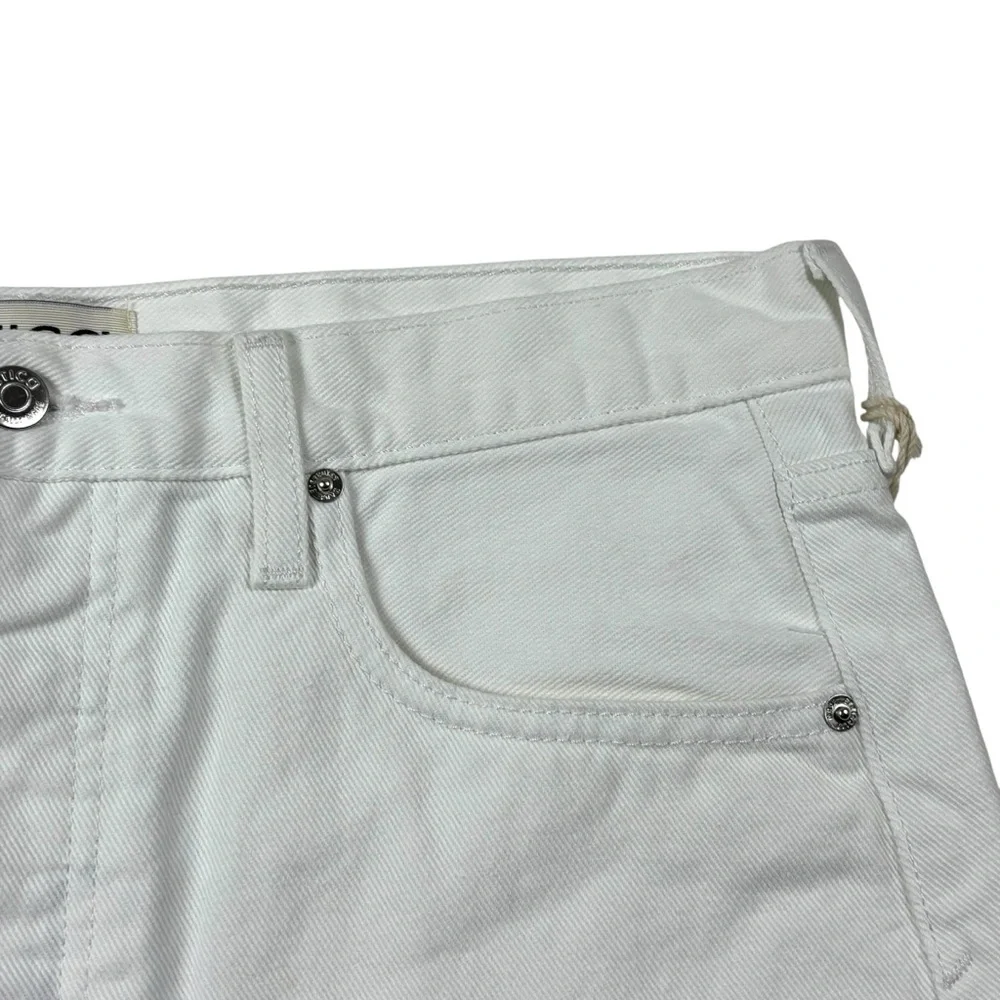 ETICA COTTON VINTAGE WHITE HAVEN HIGH RISE RELAXED RAW HEM BUTTON FLY SHORTS